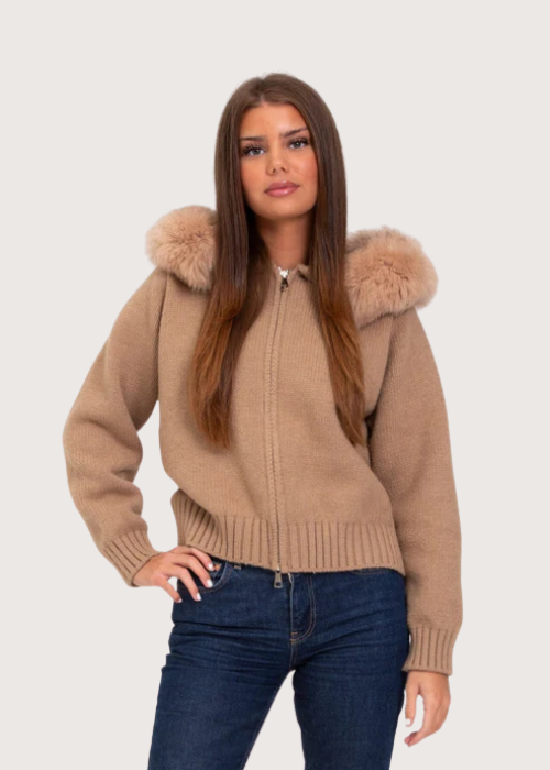 Azara Fur-Trim Jacket brown