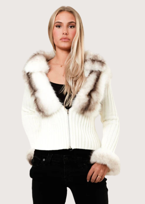 Nadia Fur-Trim Jacket white