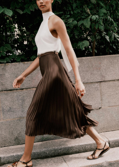 Harlow Pleated Set brown