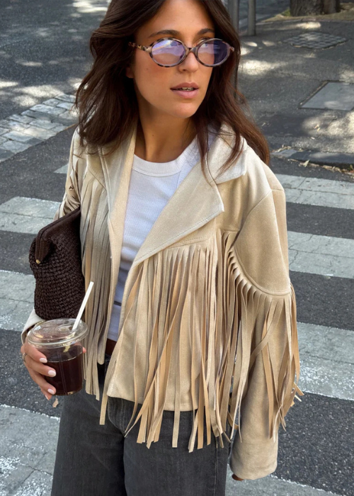 Hamala fringe jacket cream