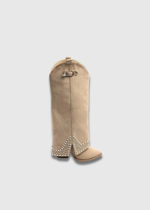 Sofia Studded Edge Boots cream