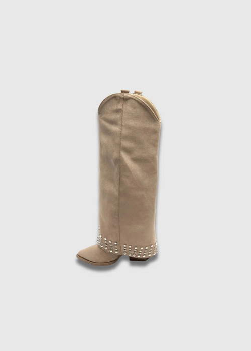 Sofia Studded Edge Boots cream