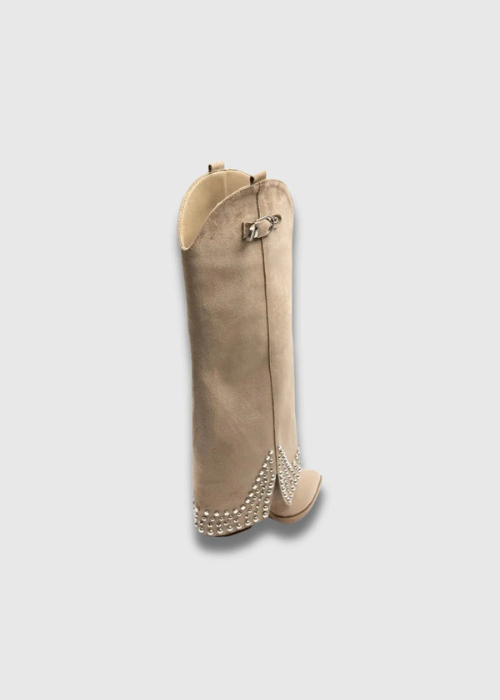 Sofia Studded Edge Boots cream