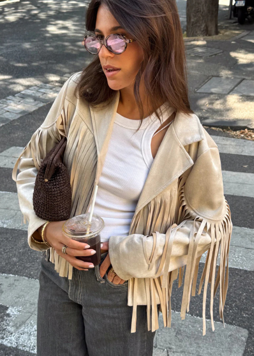 Hamala fringe jacket cream