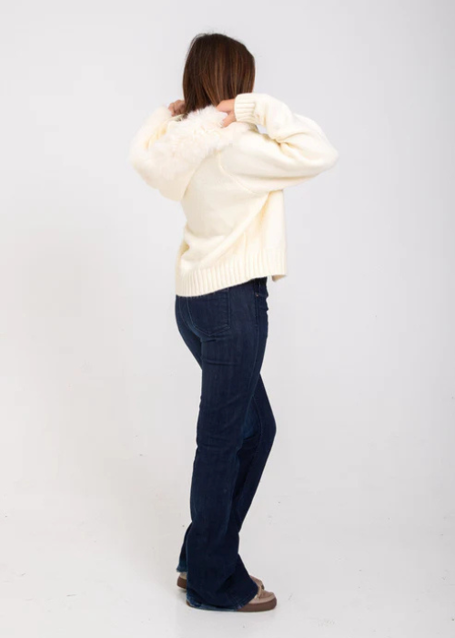 Azara Fur-Trim Jacket cream