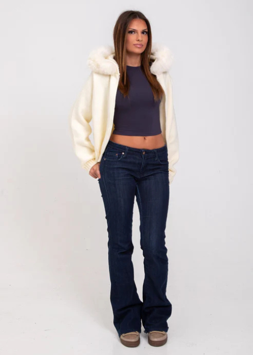 Azara Fur-Trim Jacket cream