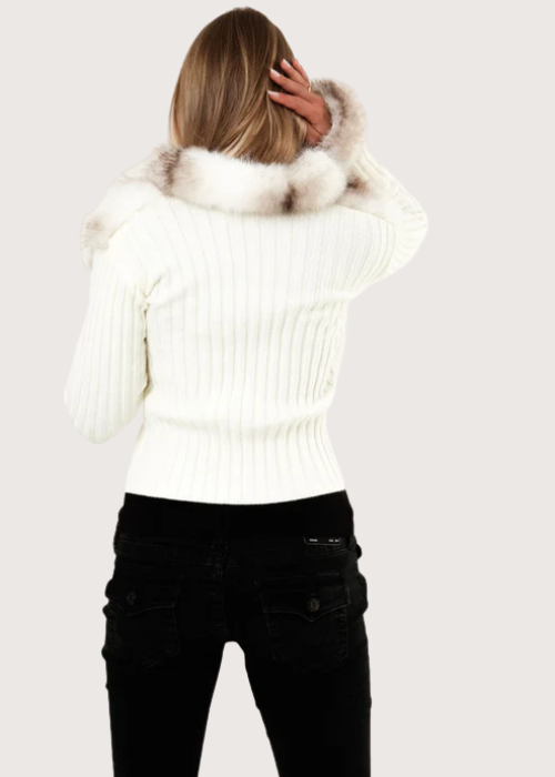 Nadia Fur-Trim Jacket white