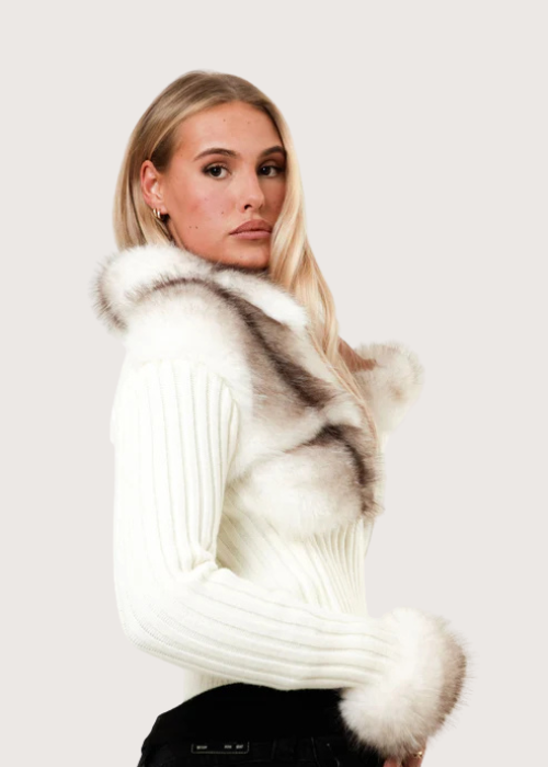 Nadia Fur-Trim Jacket white