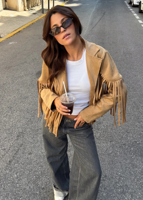 Hamala fringe jacket brown