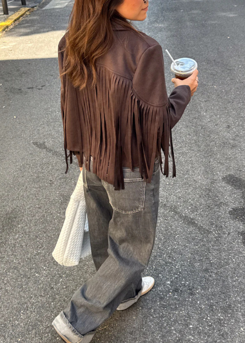 Hamala fringe jacket chocolate